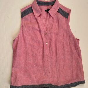 Talbots Pink Sleeveless Button-Down Shirt, Size Large – Like New